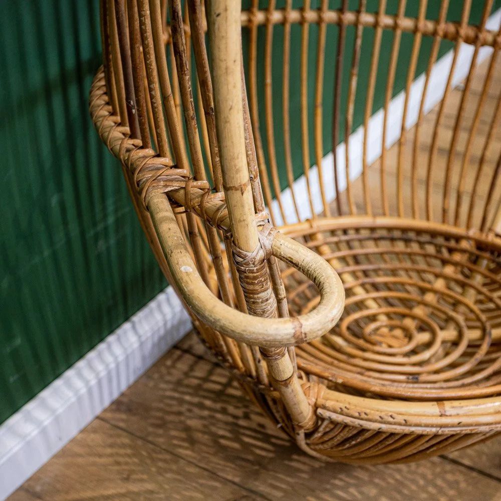 photo for sale Bamboo And Rattan Hanging Egg Chair By Fratelli Castano