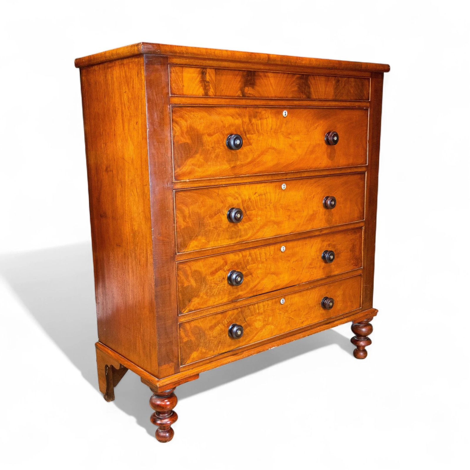 Large Flamed Mahogany Scotch Chest Of 5 Drawers photo furniture
