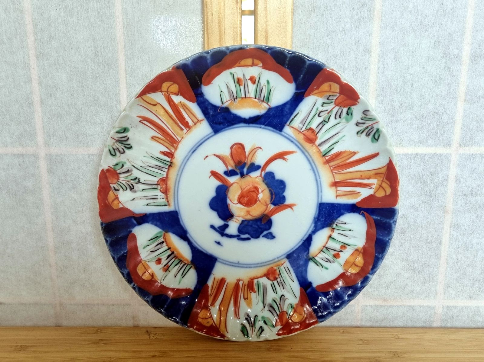 Home Decor Antique Japanese Imari Plate, Hand Painted Arita Floral, Scalloped Rim, Late C. 1900 photo