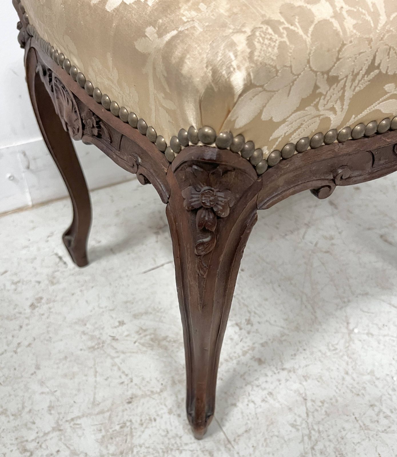 Set Of Two Chairs And A Stool In The Louis XV Style, Made Of Walnut. photo vintage