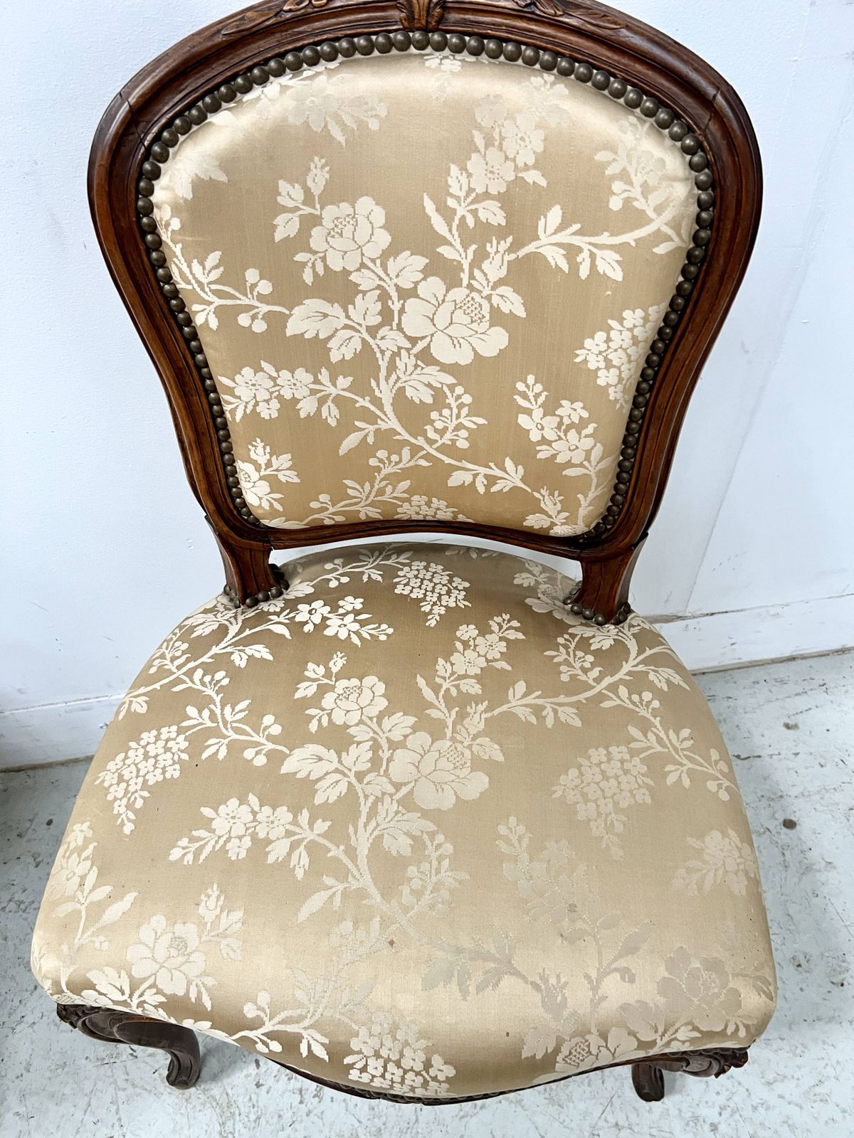photo for sale Set Of Two Chairs And A Stool In The Louis XV Style, Made Of Walnut.