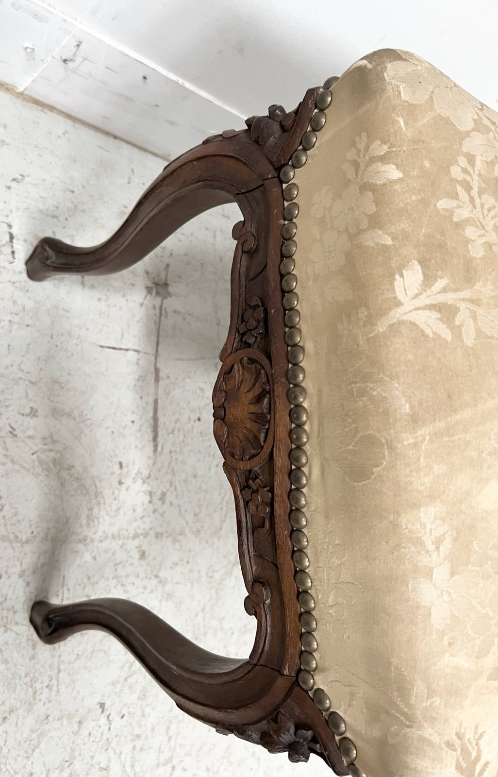 photo buy Set Of Two Chairs And A Stool In The Louis XV Style, Made Of Walnut.