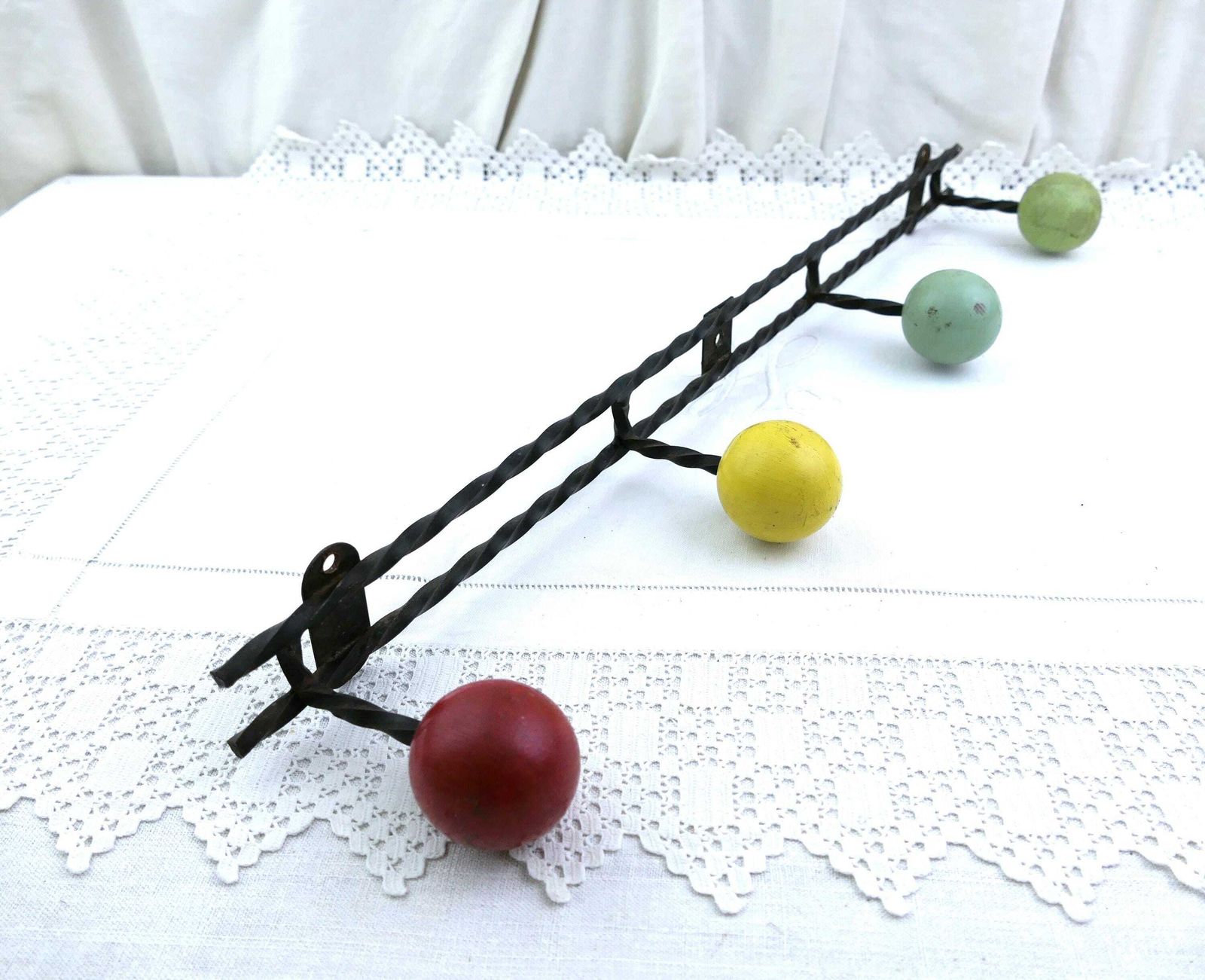 Vintage Mid Century Modern Coat Rack: French Retro 1960s Wall Decor