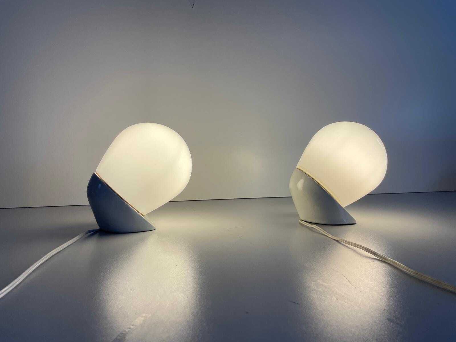 Opaline Glass & Porcelain Pair Of Bathroom Wall Lights By Wilhelm Wagenfeld For Lindner, 1940s, Germany photo furniture