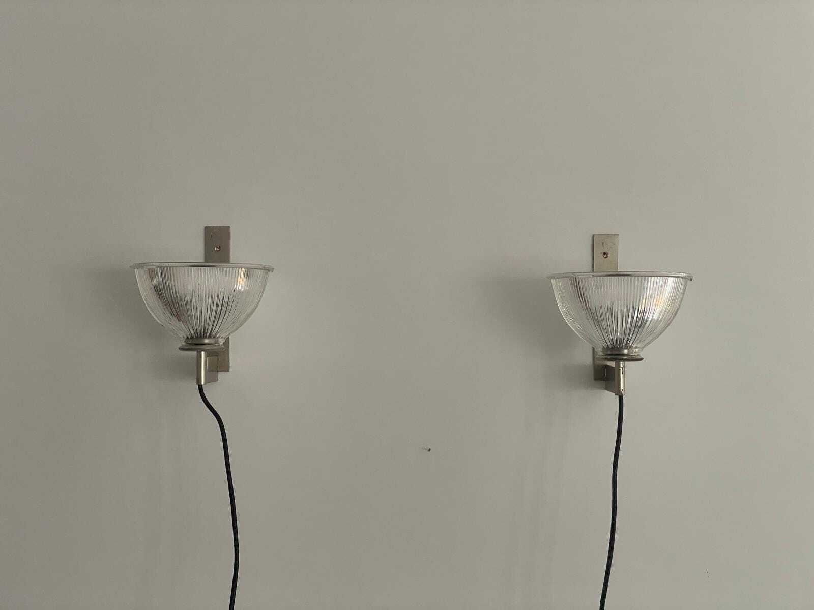 Italian Design Thick Art Glass Pair Of Sconces, In Style Of Ignazio Gardella, 1960s, Italy photo vintage