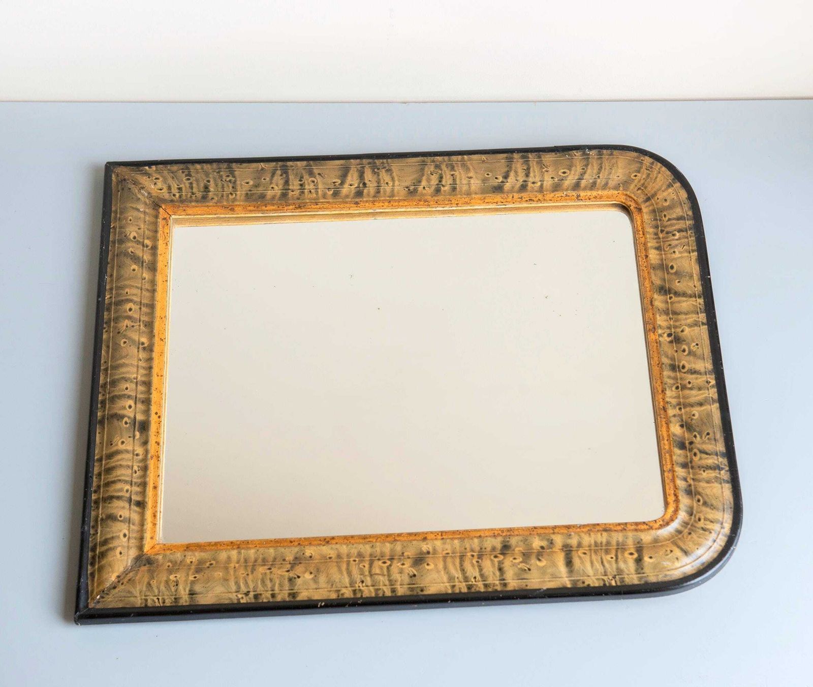 photo for sale Antique Louis Philippe Mirror 19th Century French Farmhouse Mirror Marbled Arch Frame Rustic Half Round Wall Mirror