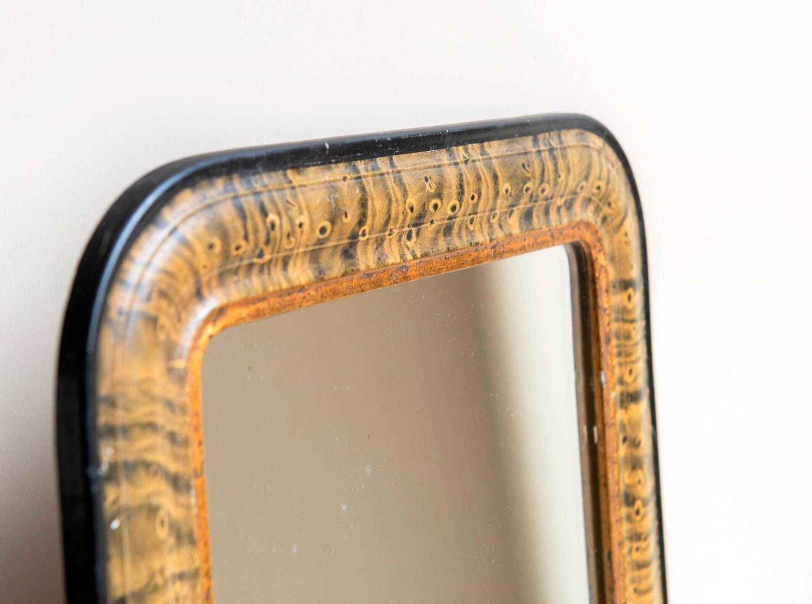 photo vintage Antique Louis Philippe Mirror 19th Century French Farmhouse Mirror Marbled Arch Frame Rustic Half Round Wall Mirror