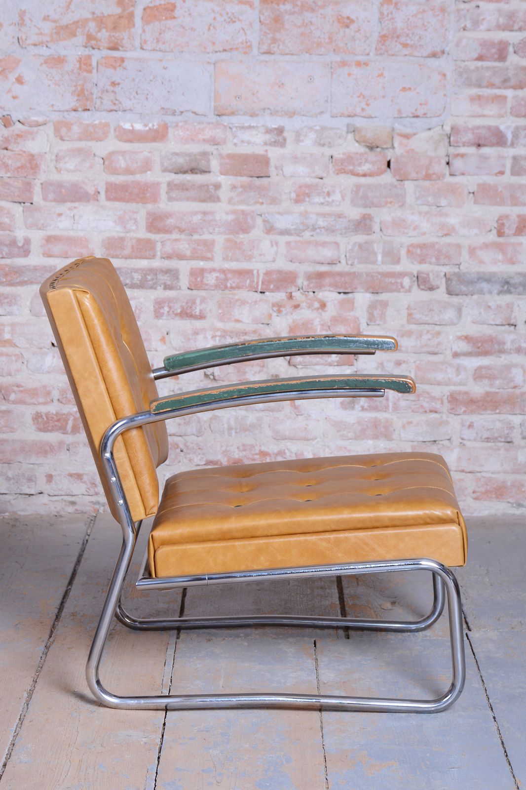Furniture Pair Of Restored Bauhaus Armchairs, By Mücke Melder, Beech, Chrome, Czech, 1930s photo