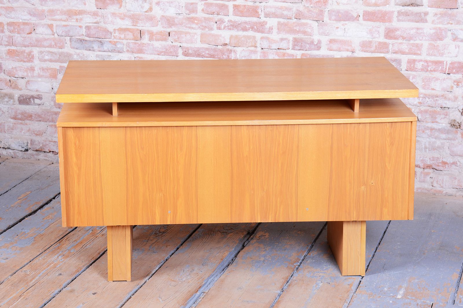 850.0 Restored Mid Century Writing Desk, Ash, Revived Polish, Czech, 1960s photo