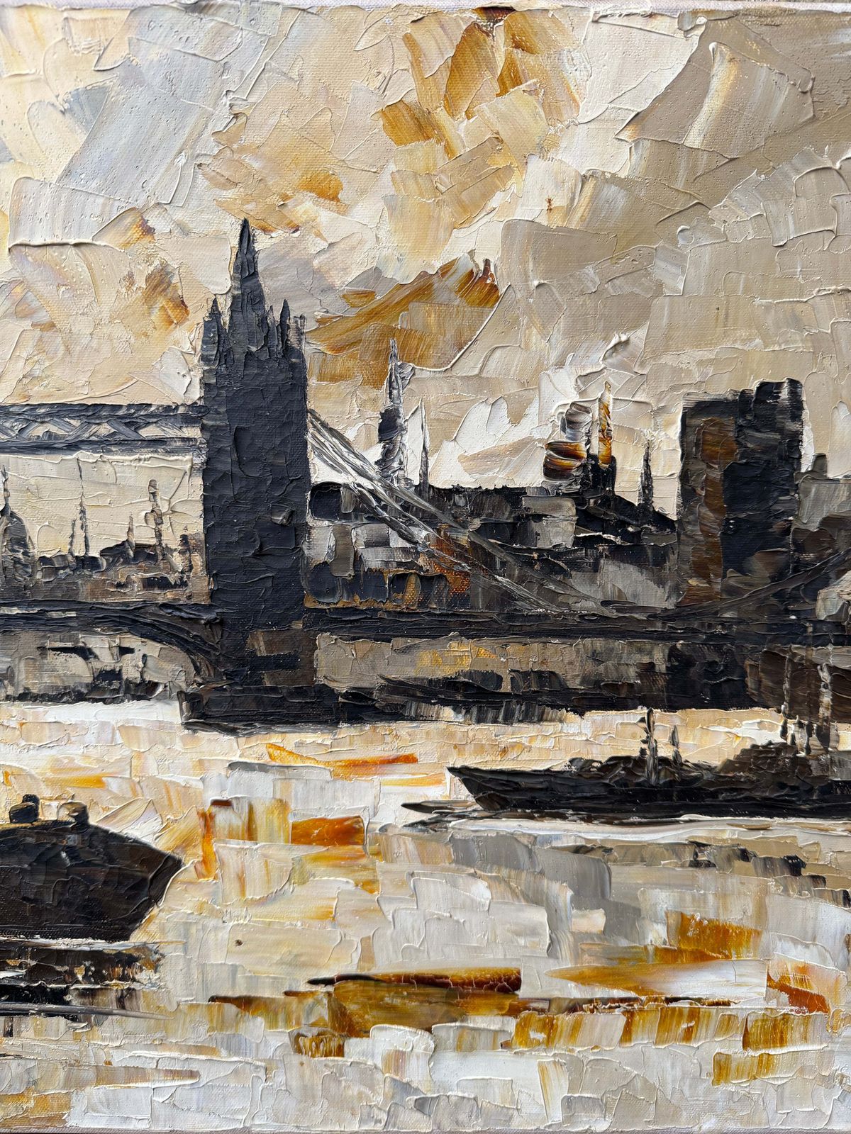 1967 Signed Oil On Canvas View Of London photo Art