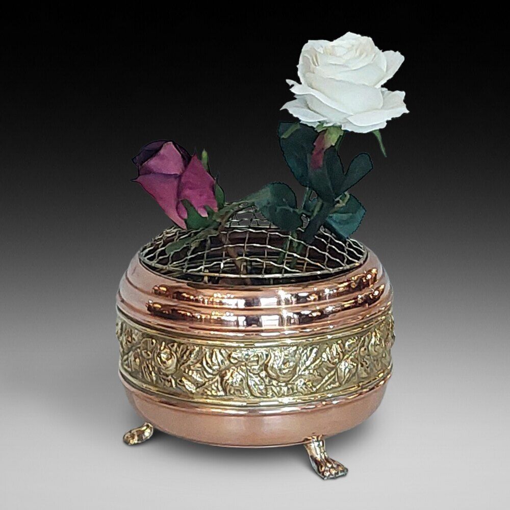 Victorian Copper And Brass Encircled Rose Bowl