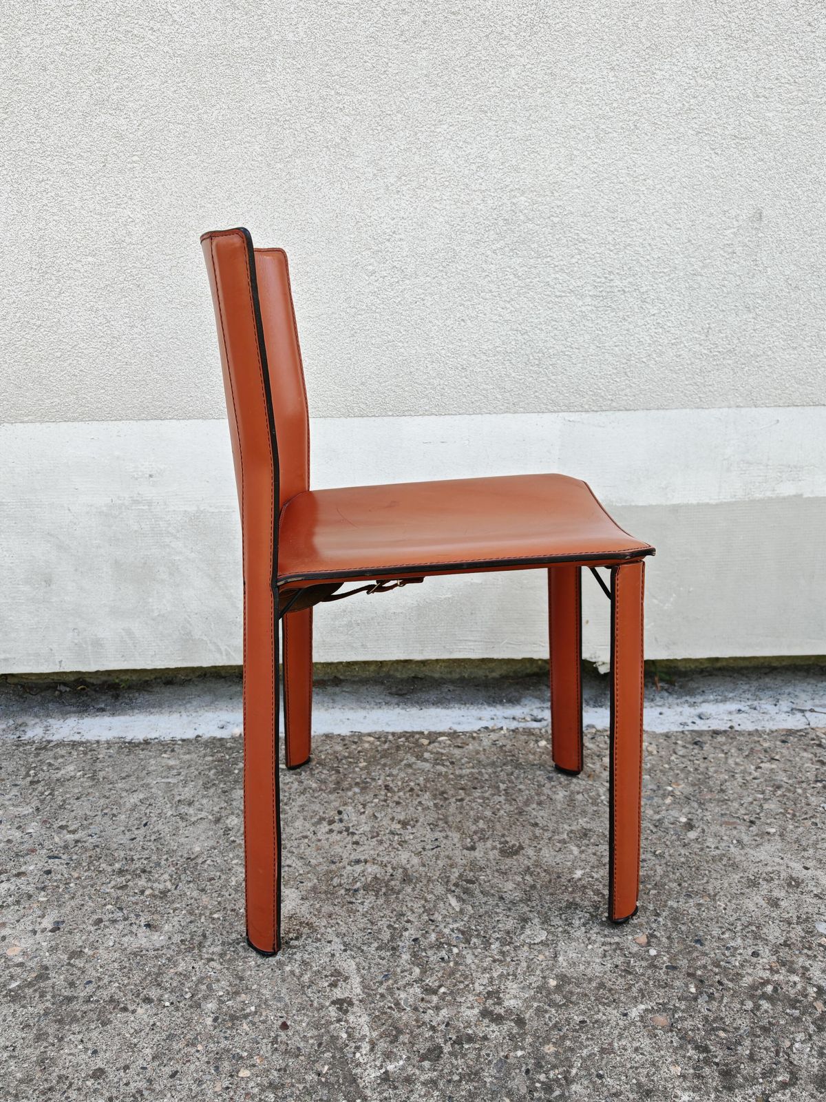 Pair Of Postmodern Leather Chairs By Giancarlo Vegni For Fasem, Italy 1984 photo buy