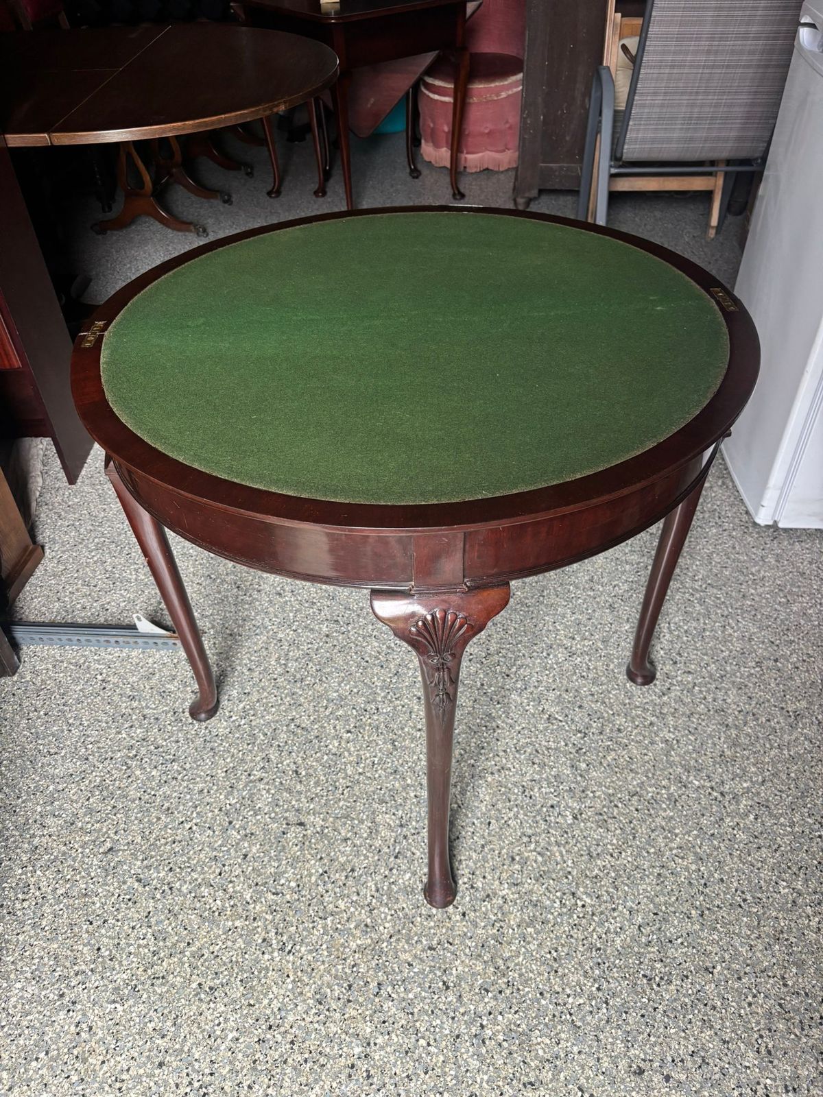 Edwardian Mahogany Chippendale Revival Fold Over Card Table (C.1905–1930)