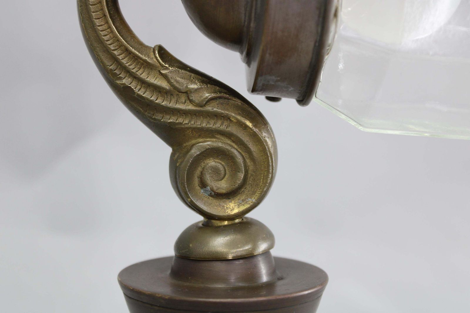 1930s Secession Brass And Glass Desk Lamp, Czechoslovakia photo buy