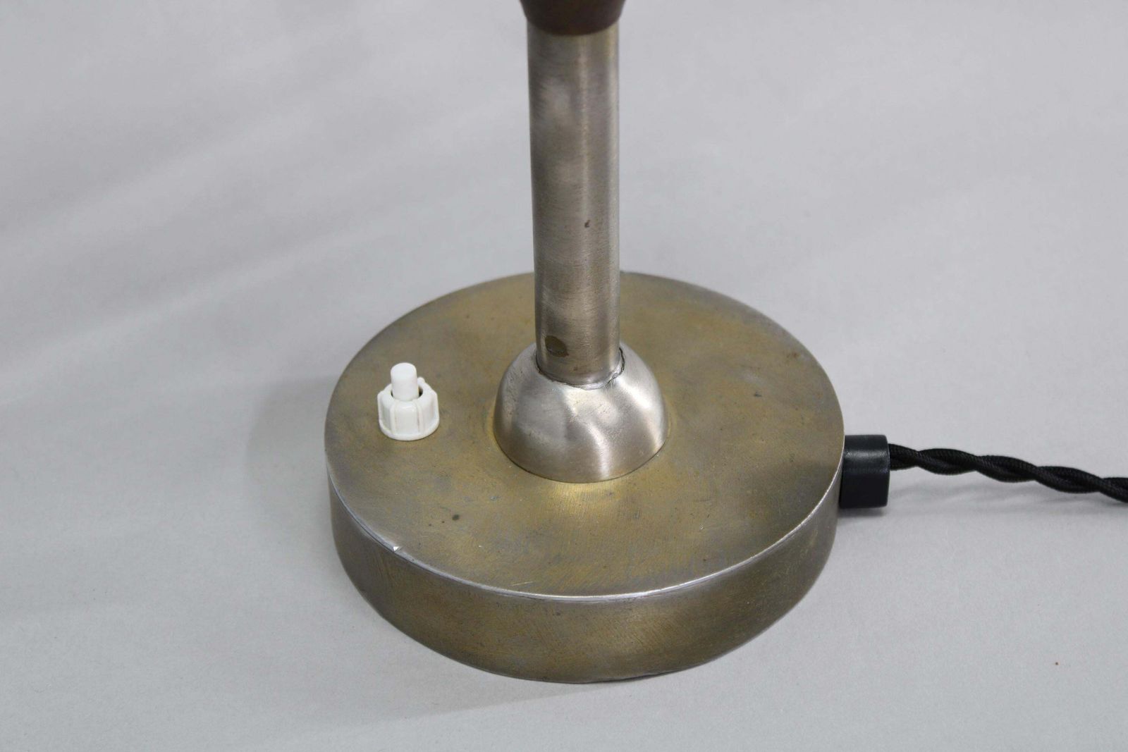 Lighting 1930s Secession Brass And Glass Desk Lamp, Czechoslovakia photo