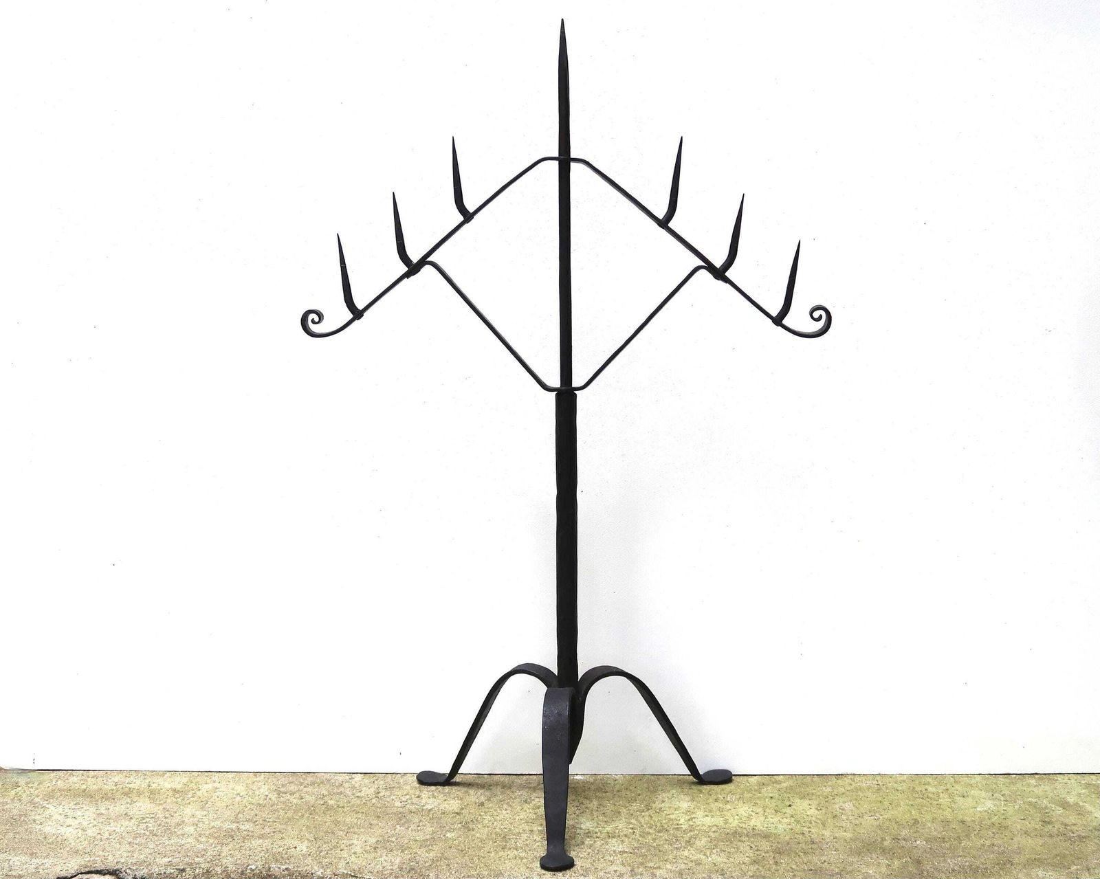 Large French Wrought Iron Tripod Candle Holder, 1950s / Brutalist, Chandelier, Candelabra, Castle, Church, Rustic, Farmhouse, Home Decor photo furniture
