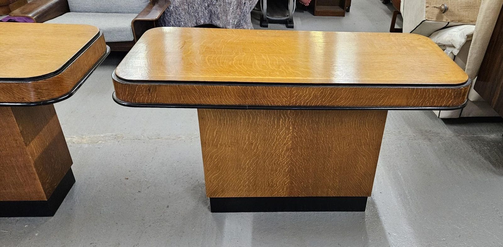 A Pair Of Art Deco Golden Oak Console Tables photo 2200.0
