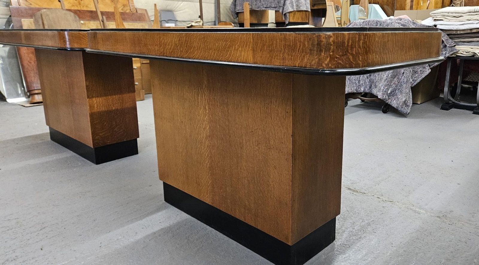 2200.0 A Pair Of Art Deco Golden Oak Console Tables photo