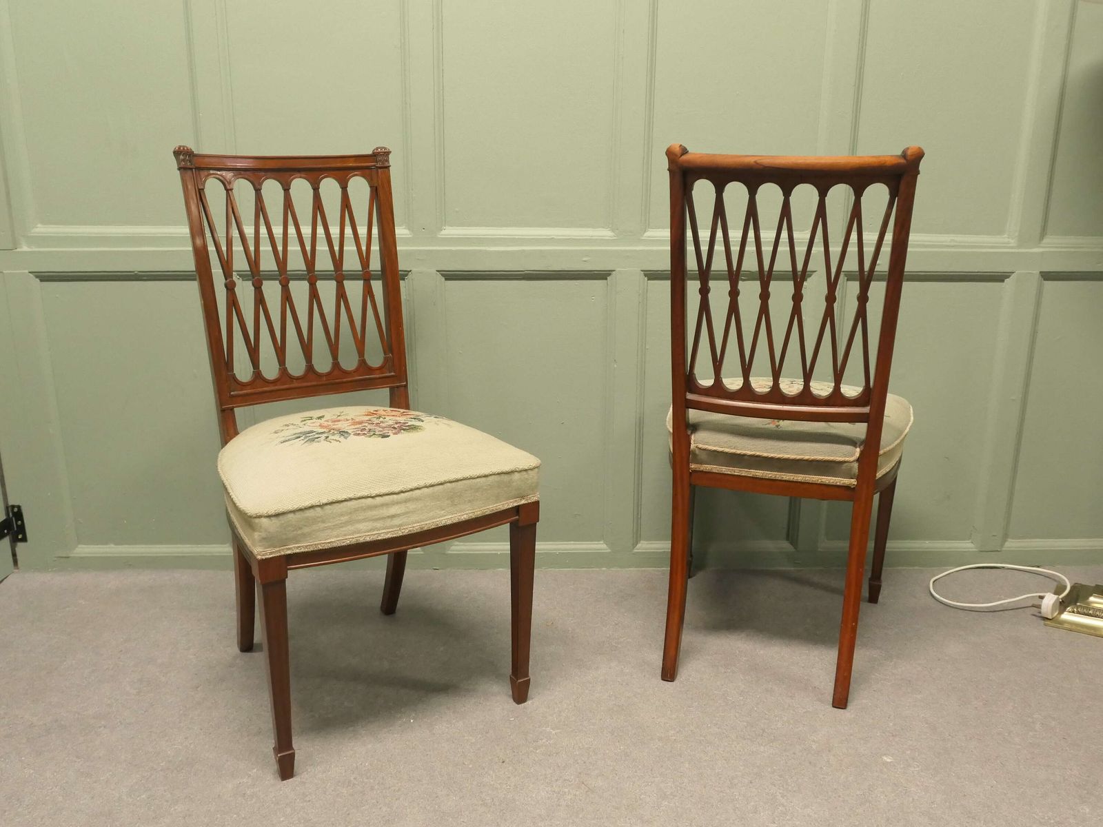 A Pair Of Arts And Crafts Walnut Hall Chairs photo vinterior