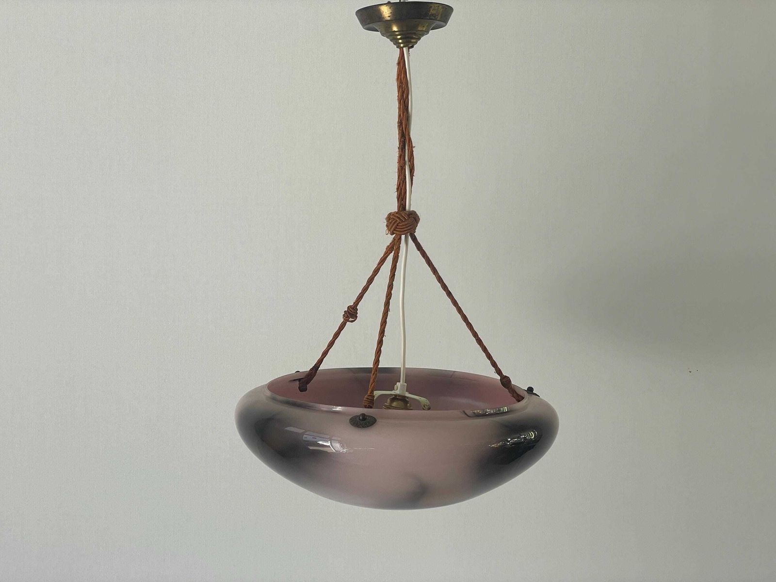 Art Deco Purple Glass Ceiling Lamp, 1940s, Germany