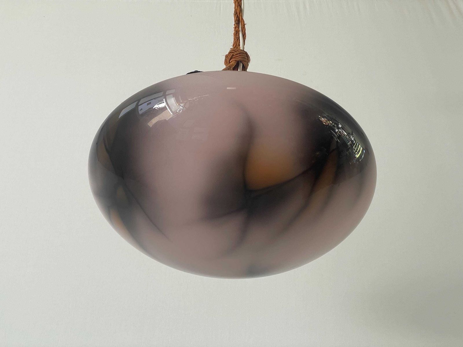 Lighting Art Deco Purple Glass Ceiling Lamp, 1940s, Germany photo