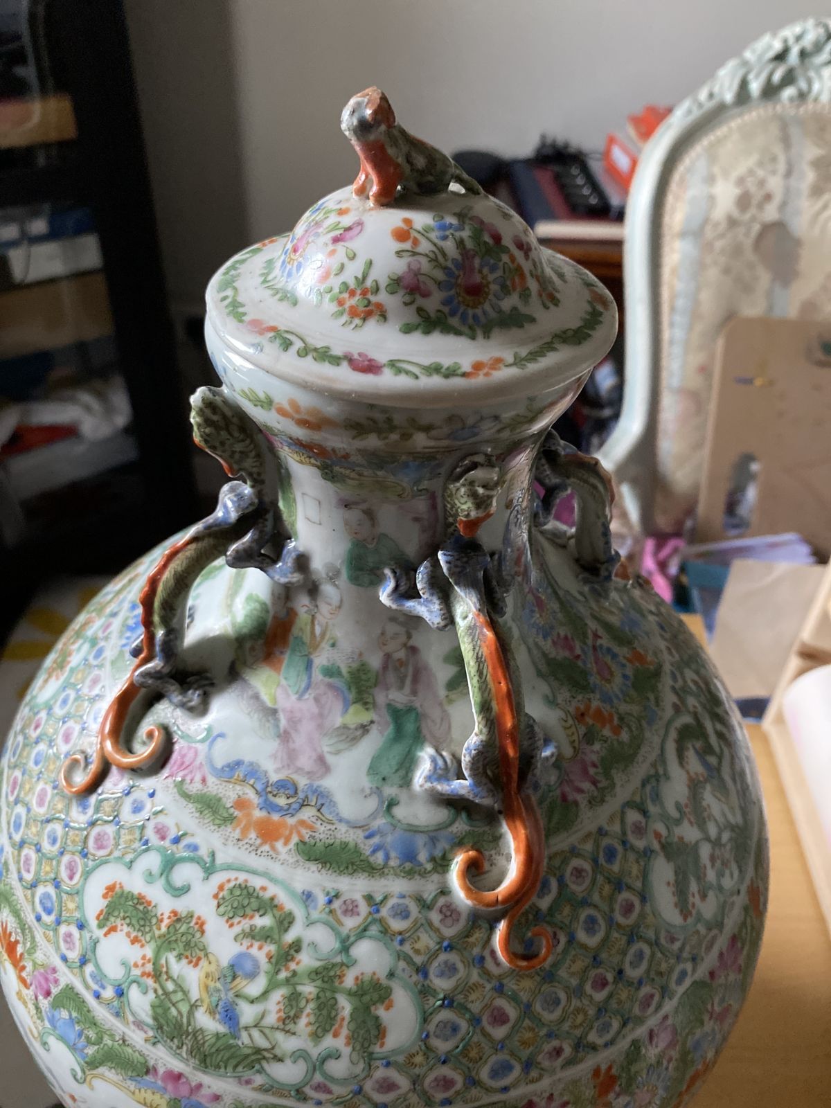 Chinese Lidded Large Urn, 19th Century photo furniture