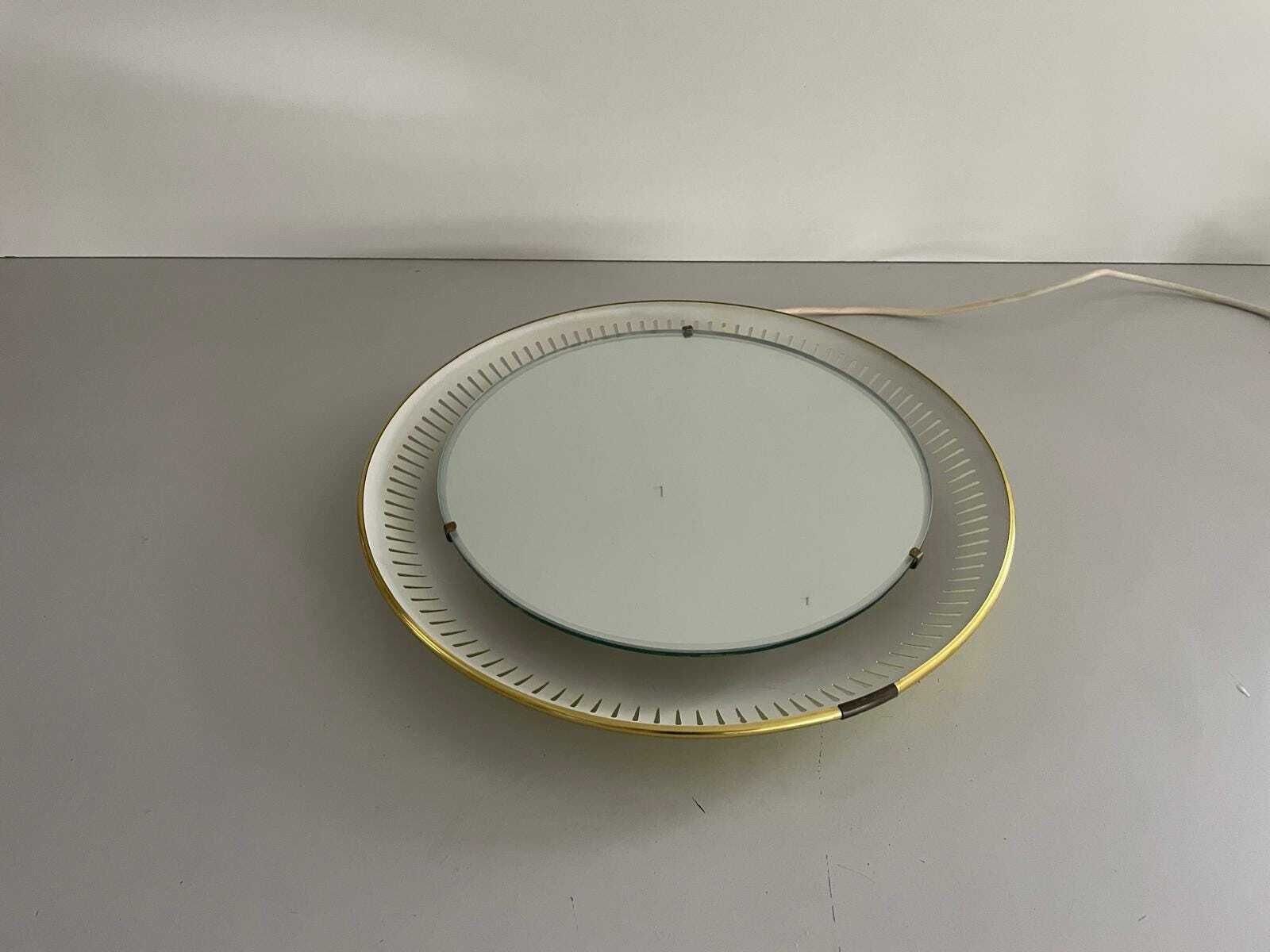 Mid Century Modern Round Yellow And White Wall Mirror With Light By Hillebrand, 1950s, Germany photo buy