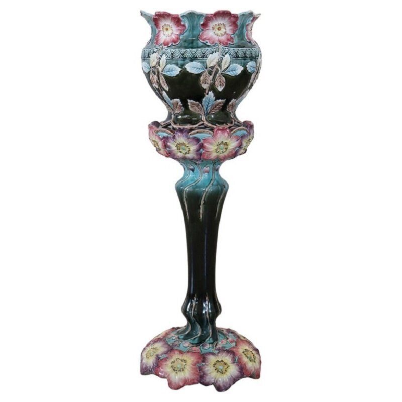 Art Nouevau Ceramic Vase With Column