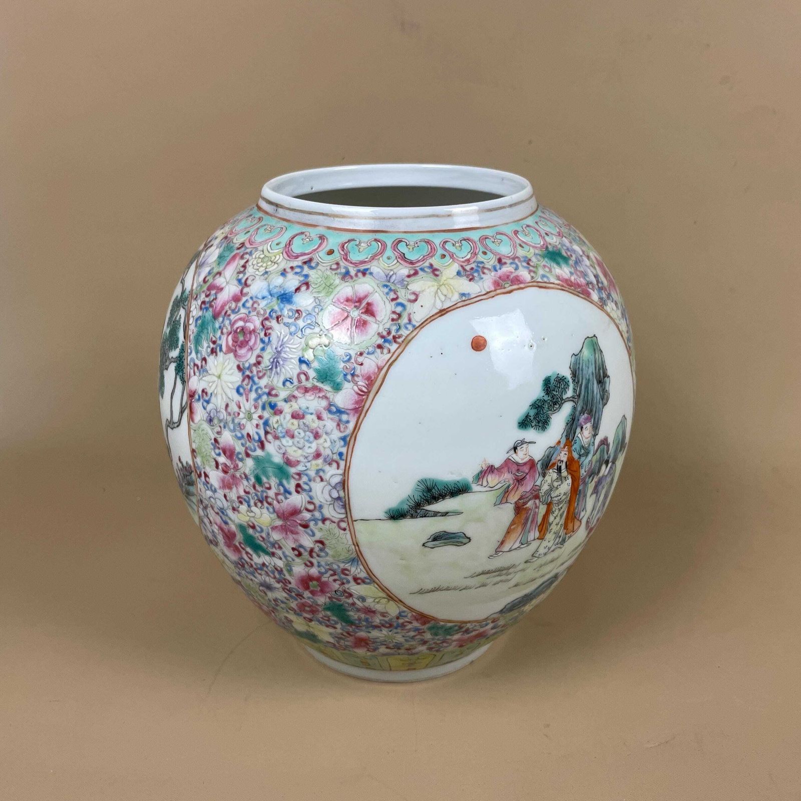Oriental Chinese Lampshade Ceramic Lamp Shade Light Bedside Table Hand Painted Floral Design Pattern White Antique Vintage Porcelain Ball photo for sale
