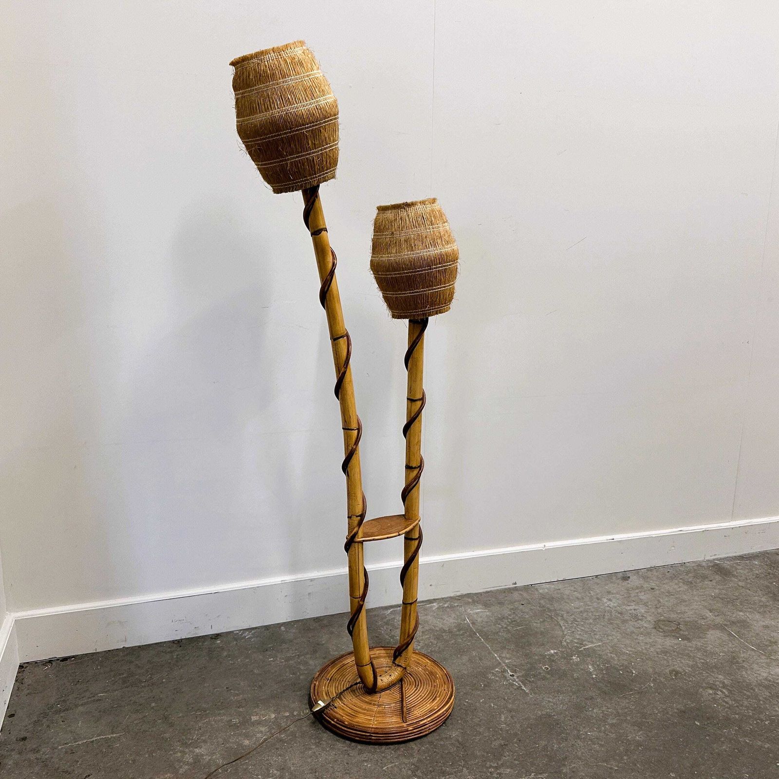 photo vinterior Louis Sognot Rattan And Wicker Floor Lamp, France, 1960s