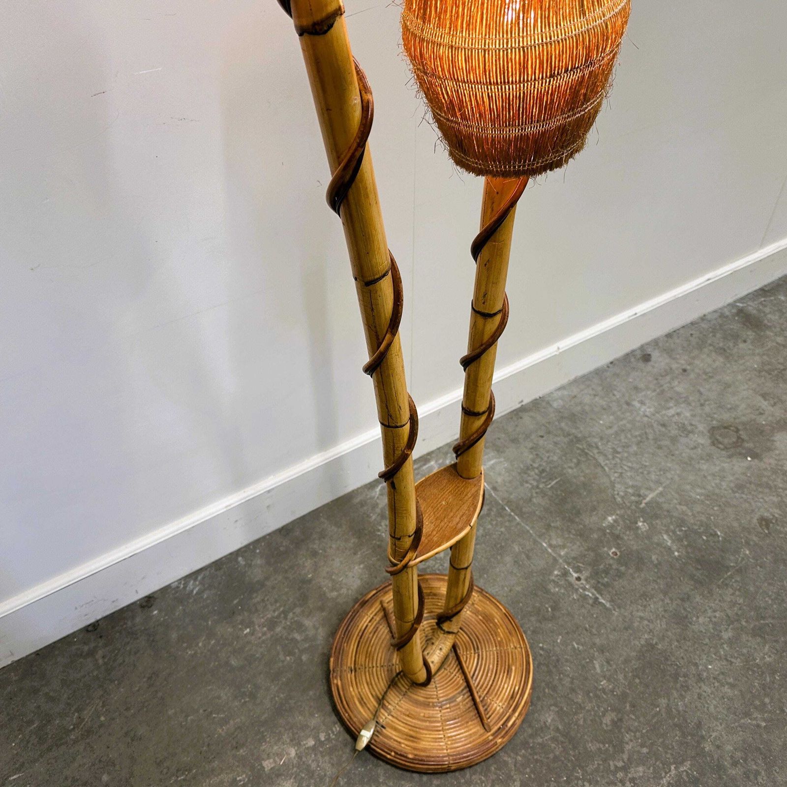 photo buy Louis Sognot Rattan And Wicker Floor Lamp, France, 1960s