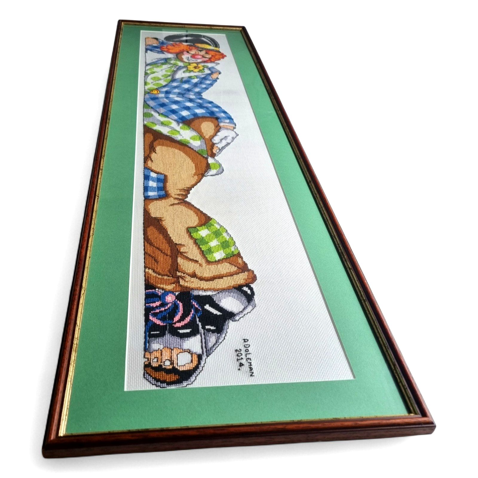 Cross Stitch Clown Large Framed Complete Needle Craft Clown photo Art