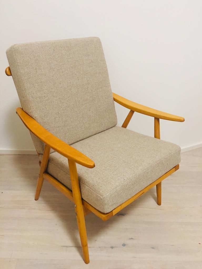 Modernist Beech Boomerang Armchairs From Ton, 1960s photo 400.0