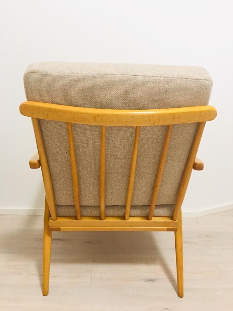photo furniture Modernist Beech Boomerang Armchairs From Ton, 1960s