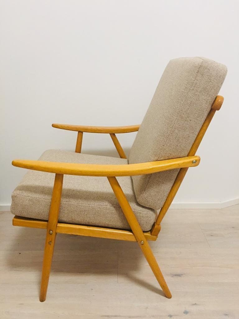 400.0 Modernist Beech Boomerang Armchairs From Ton, 1960s photo