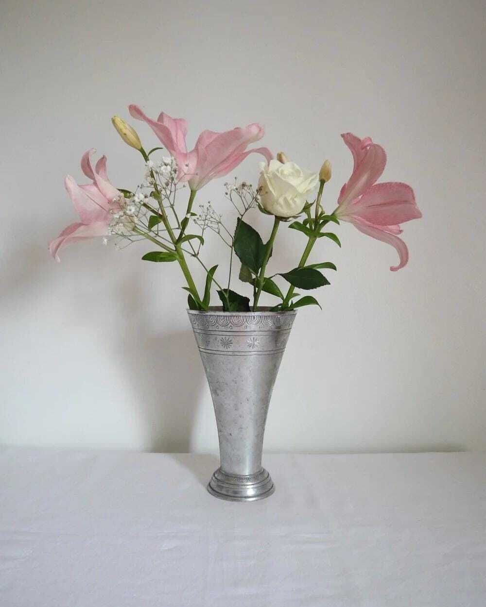 Vintage Flared Aluminium Vase photo furniture