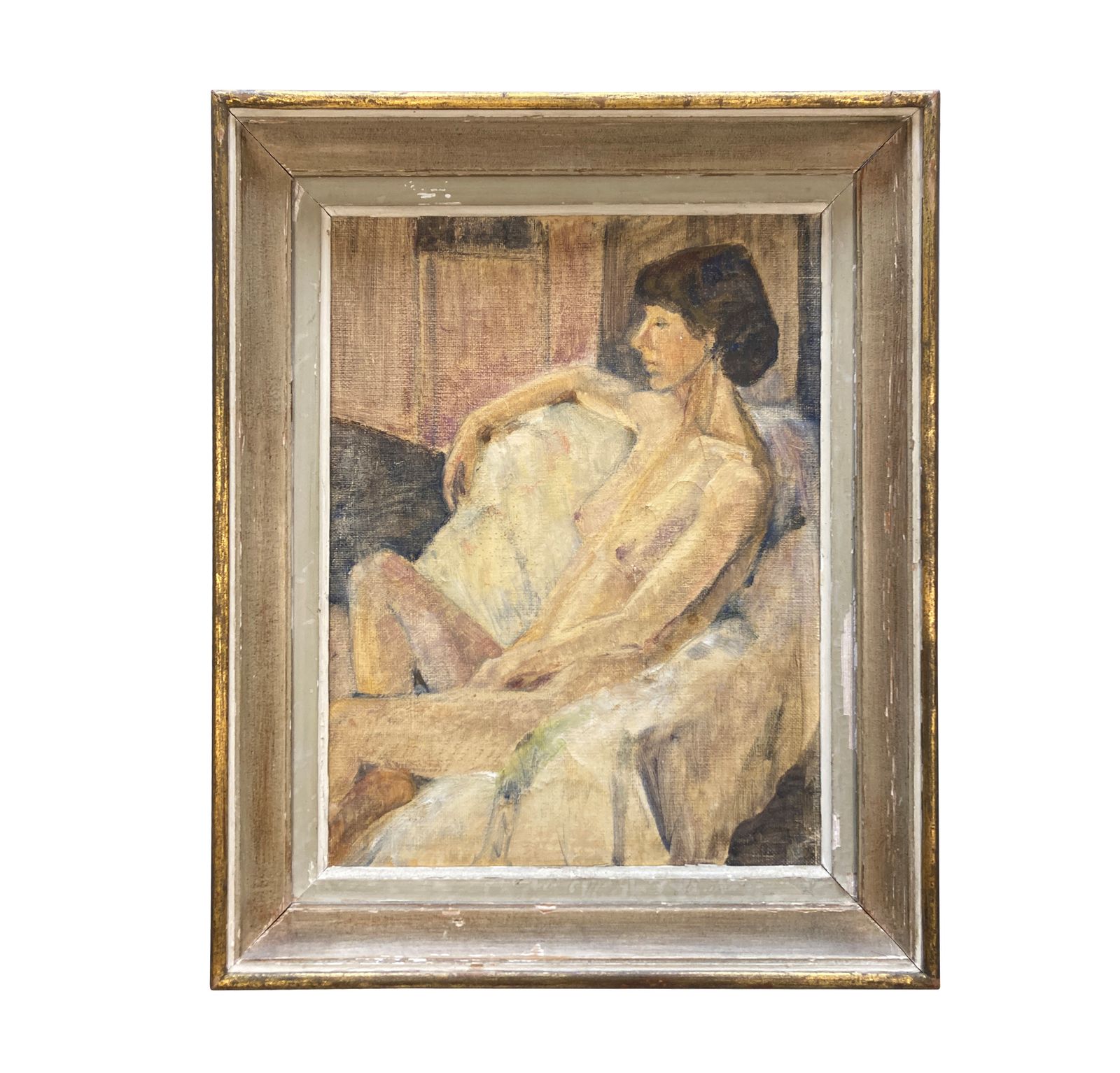 An English Framed Oil On Canvas Of A Female Nude