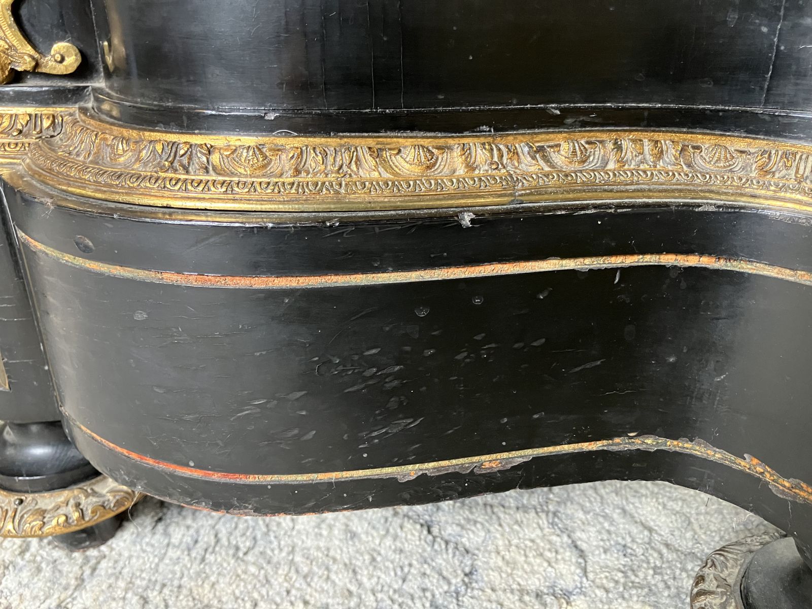 photo buy 19c Ebonised Mahogany & Gilt Metal Ormolu Boulle Credenza With Sevres Style Plaque