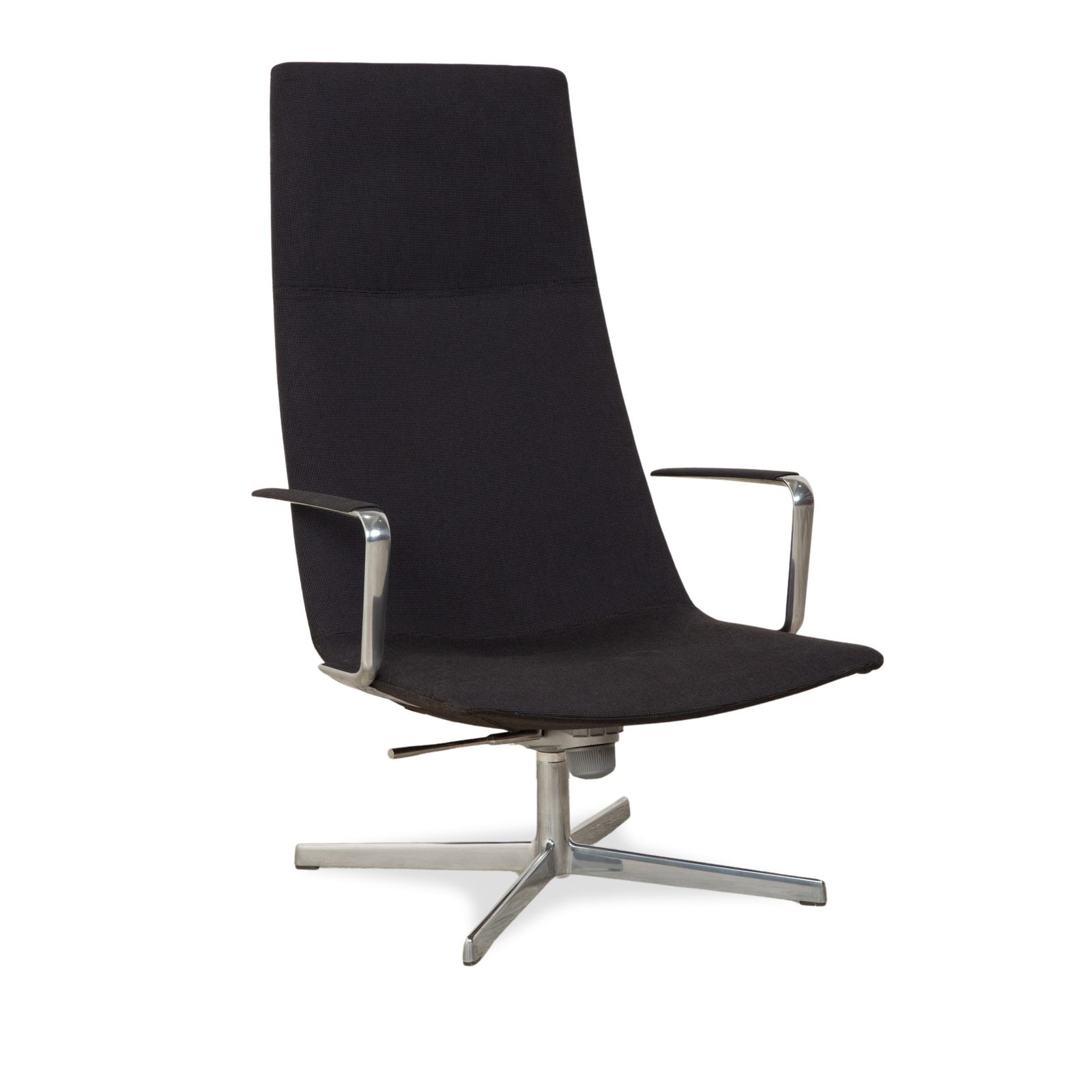 Fauteuil Arper Catifa 46 en tissu gris foncé bleu, fonction manuelle