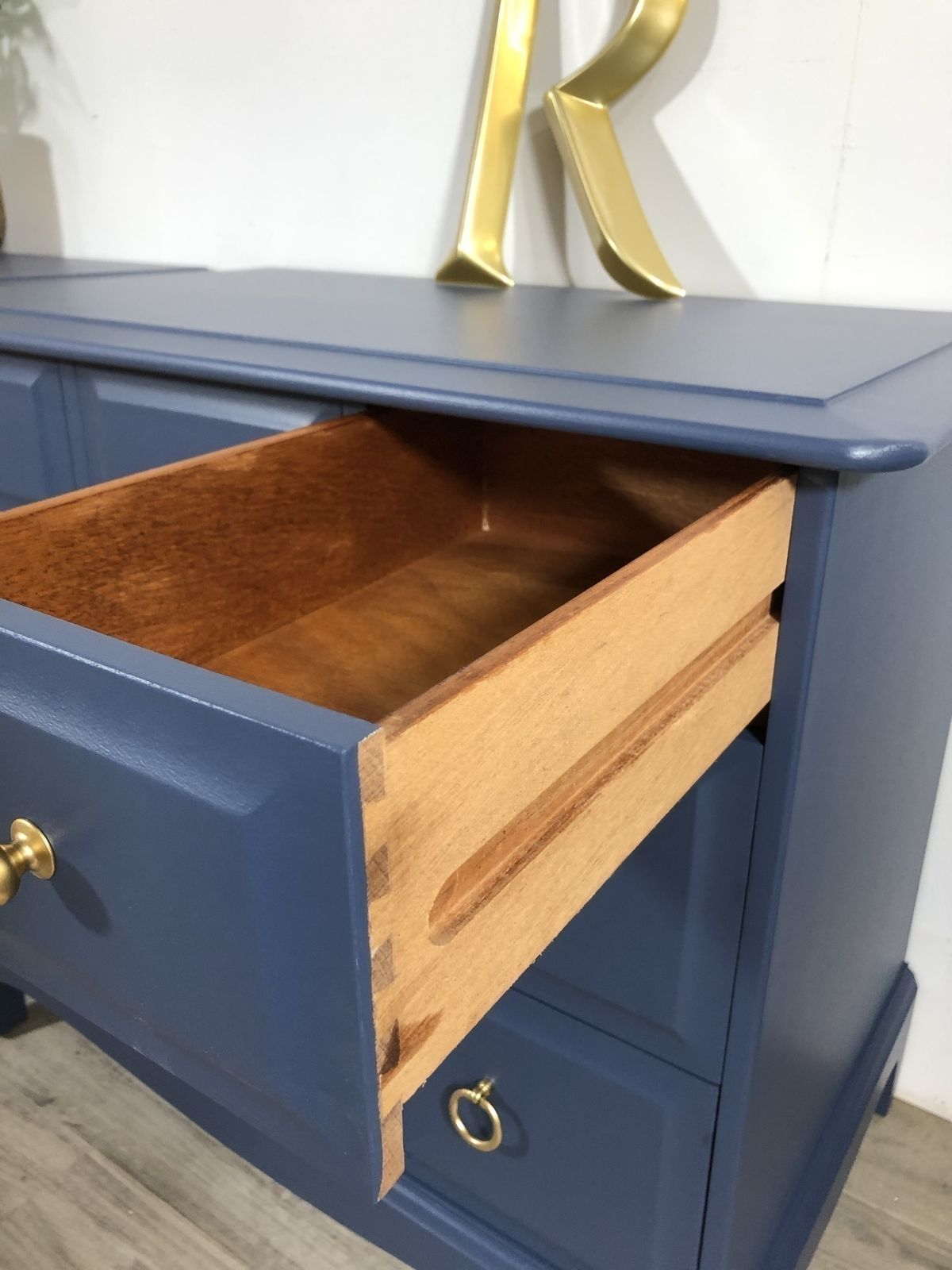 Stag Minstrel Pair Of 3 Over 2 Chest Of Drawers Royal Sapphire Blue photo vinterior