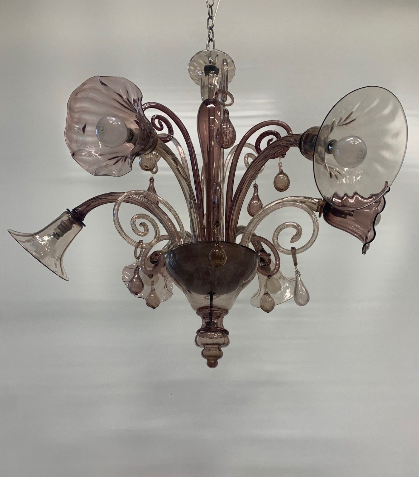 Vintage Murano Chandelier Attributed To Venins Rare Purple 1930 Italy photo furniture
