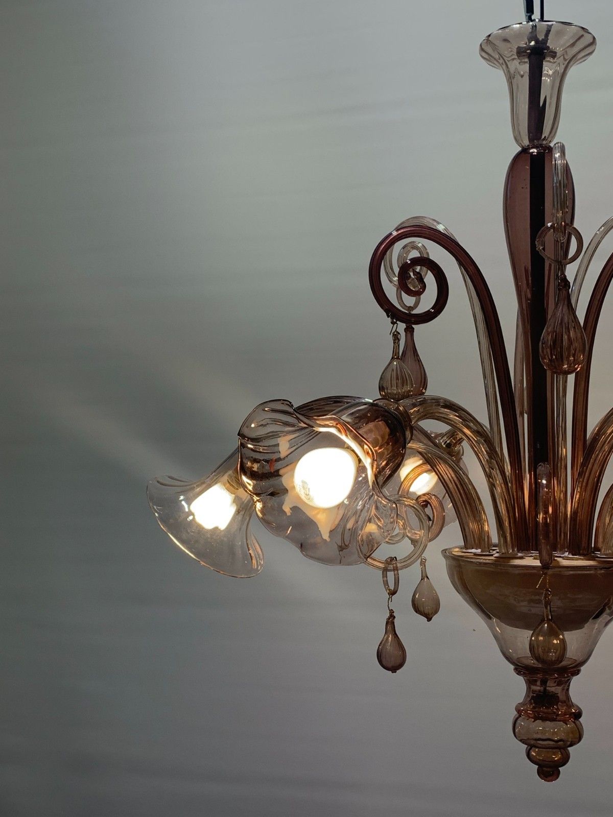 Vintage Murano Chandelier Attributed To Venins Rare Purple 1930 Italy photo vinterior