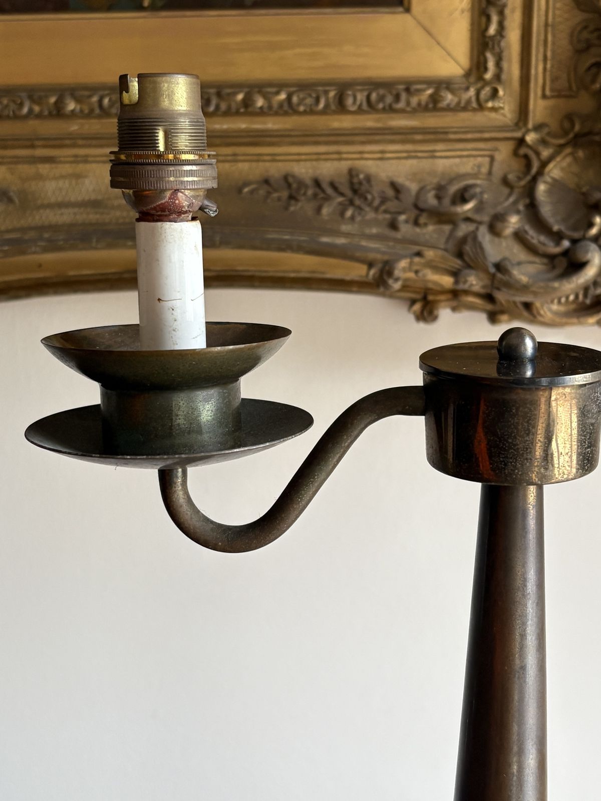 Neoclassical Style Brass Table Lamp W/ Two Urn Shaped Glass And Greek Key Stencilled Shades photo Lighting