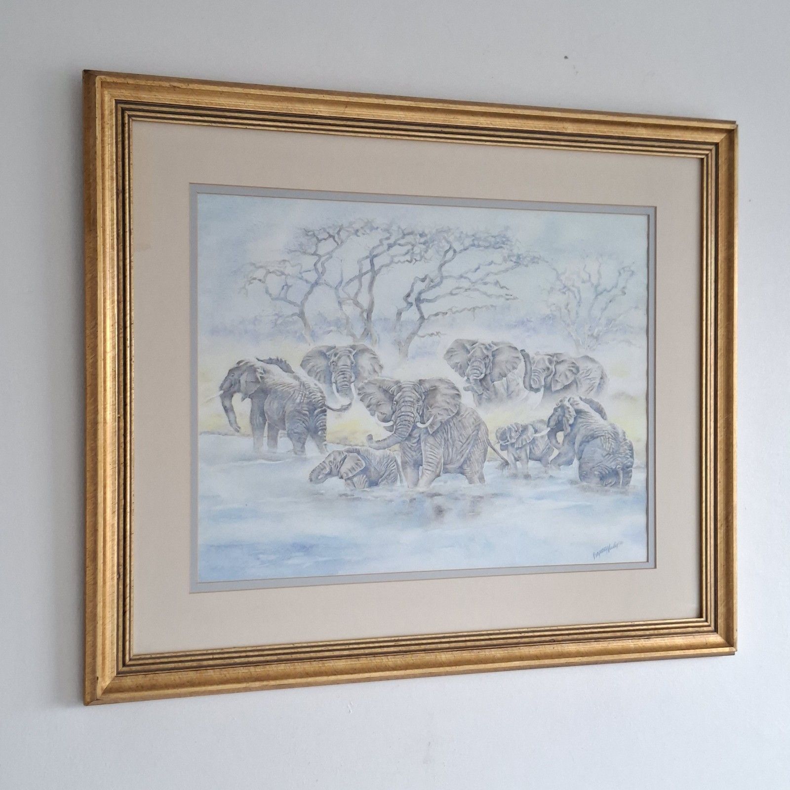 Large Original Watercolour Painting Progress Ncube African Elephant Contemporary