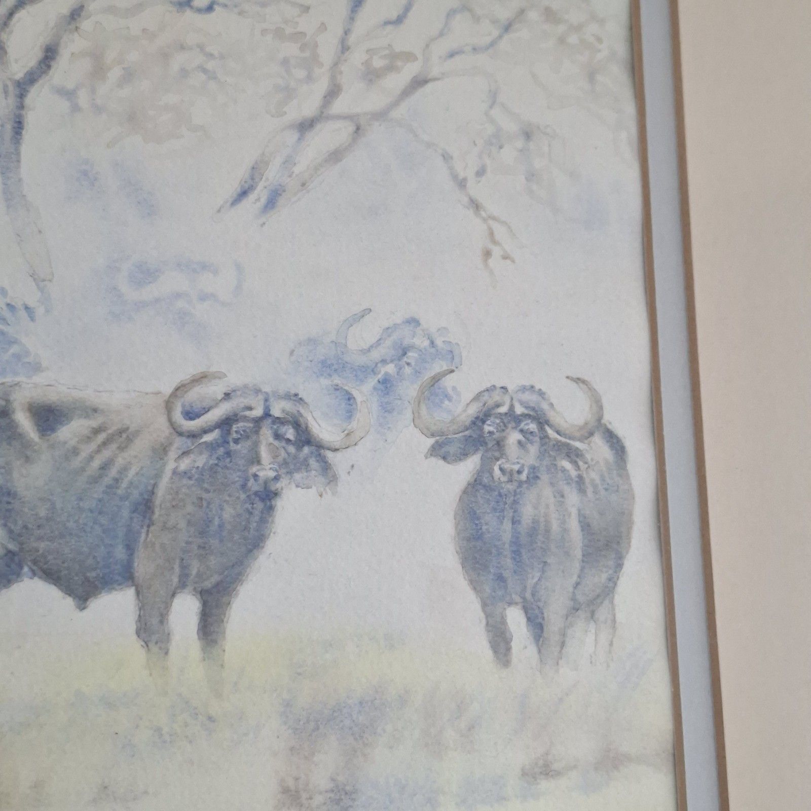 Large Original Watercolour Painting Progress Ncube African Buffalo Contemporary photo 145.0
