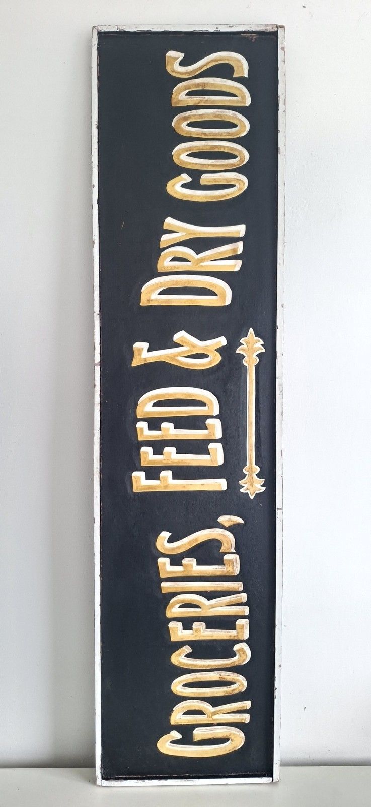 Groceries Dry Goods Large Wooden Sign Embossed Hand Painted Wall Hanging Vintage photo furniture