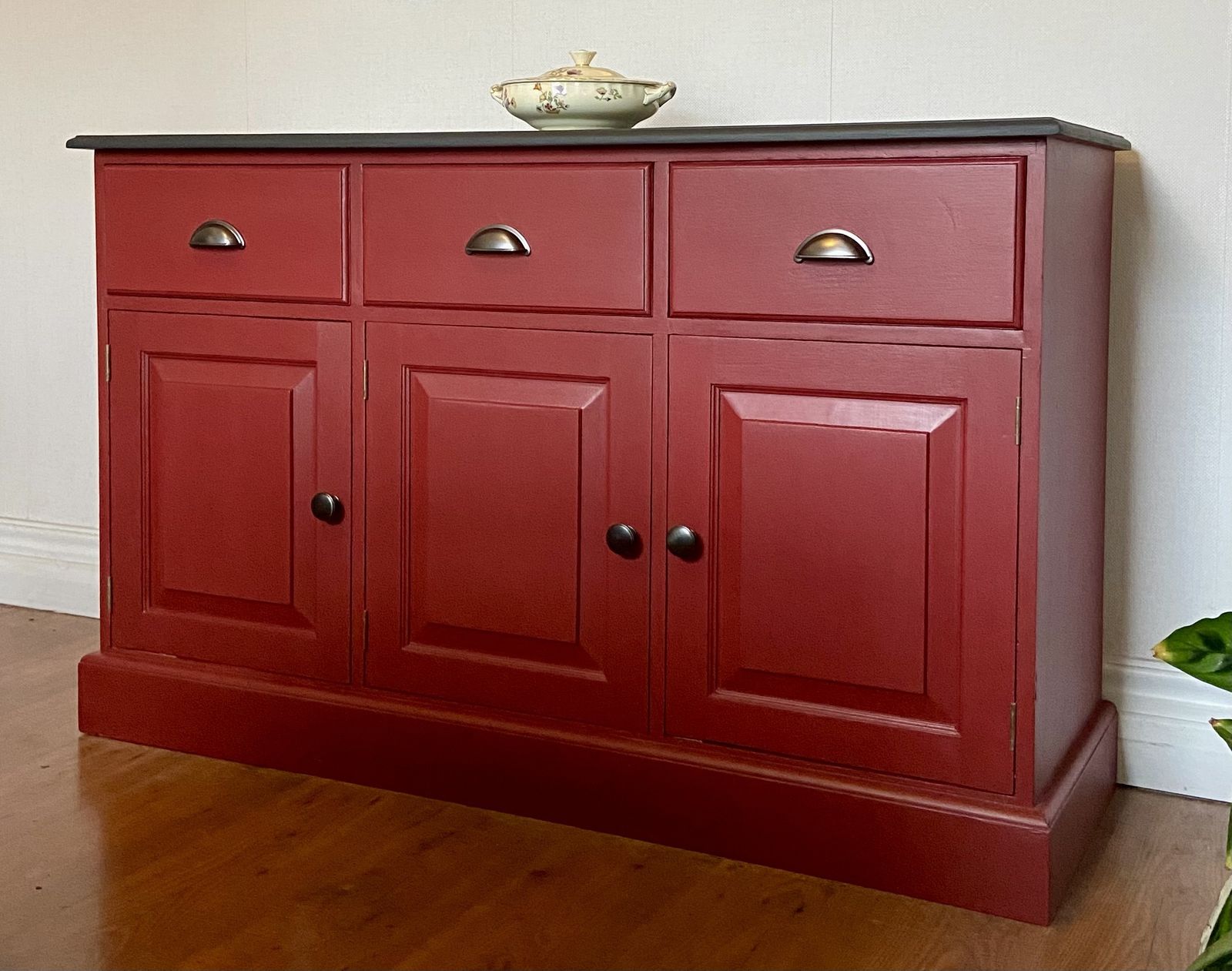 Red Dresser Base, 1980s, Pine, Vintage photo for sale