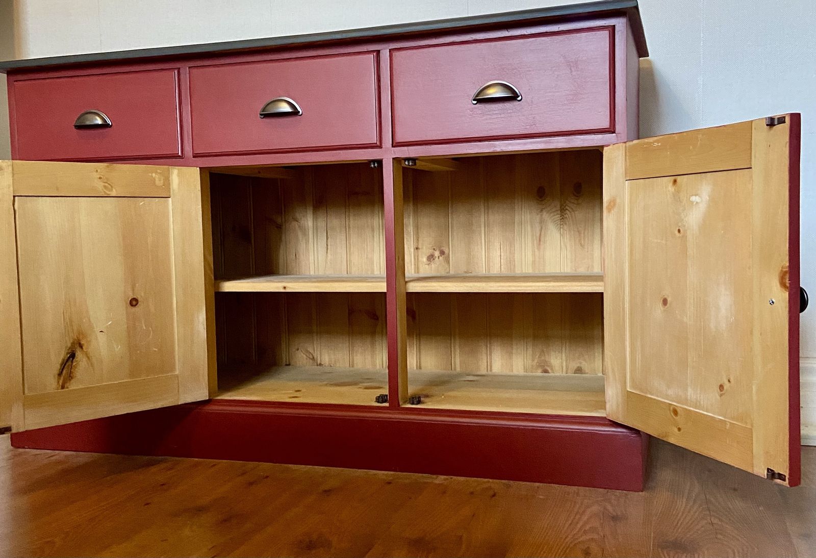 Red Dresser Base, 1980s, Pine, Vintage photo buy