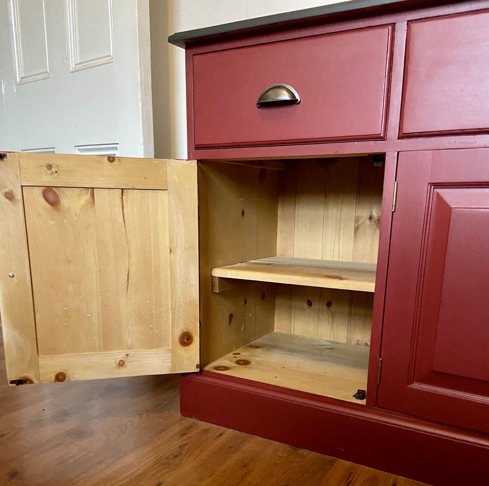 photo furniture Red Dresser Base, 1980s, Pine, Vintage