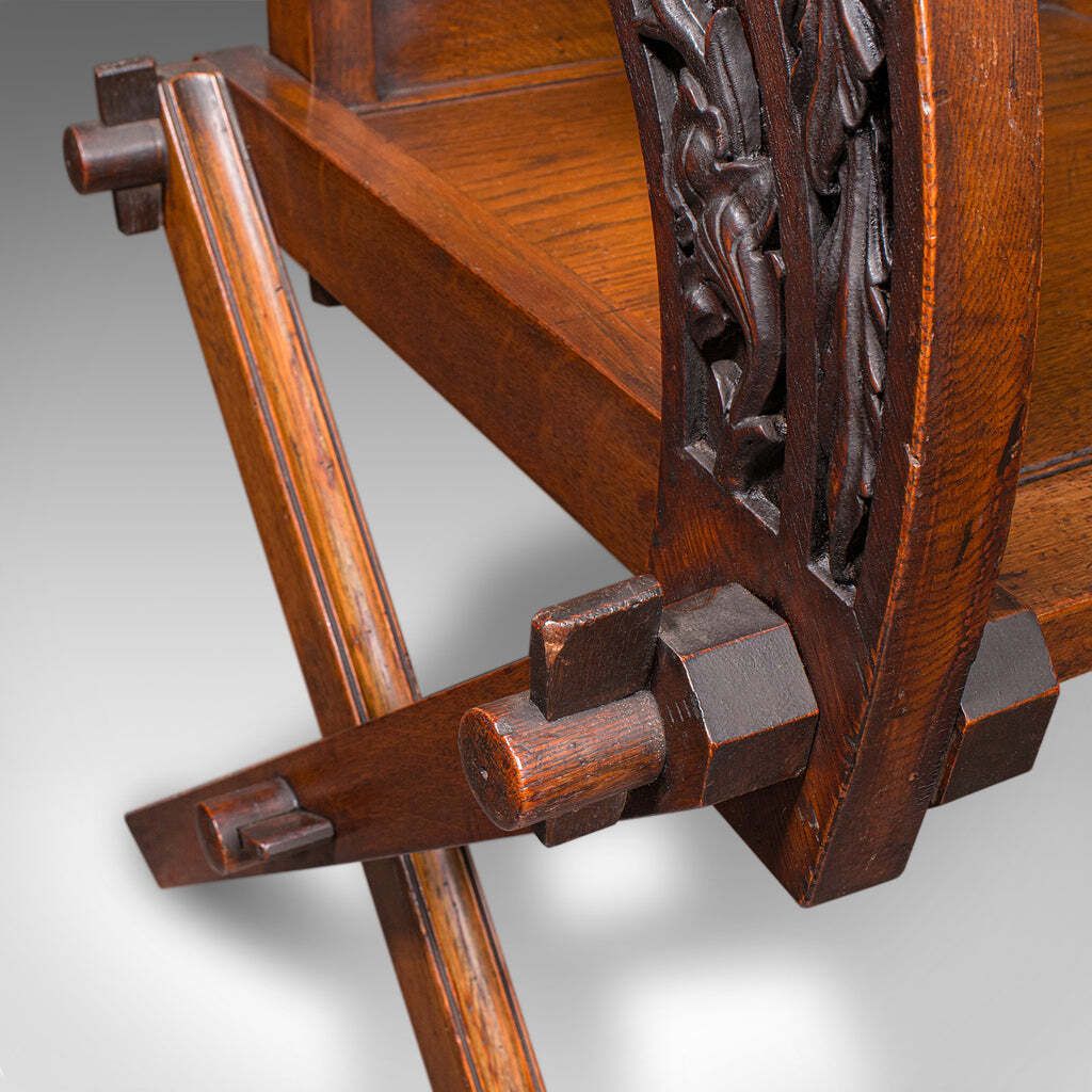 Furniture Antique Glastonbury Chair, English, Oak, Elbow Seat, Gothic Revival, Victorian photo